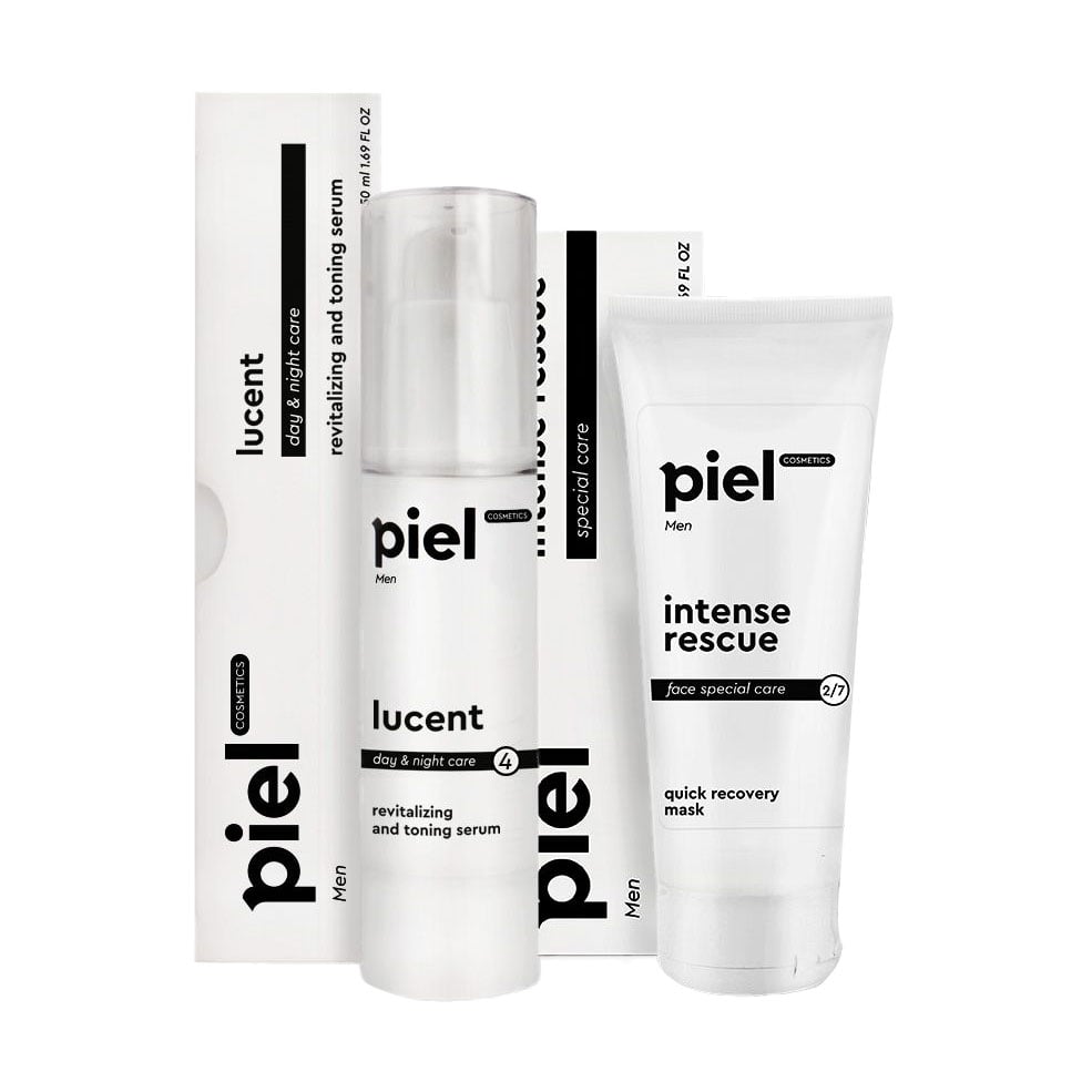 Чоловічий відновлювальний комплекс для обличчя Piel Cosmetics для тьмяної шкіри (маска, 75 мл + сироватка, 50 мл)